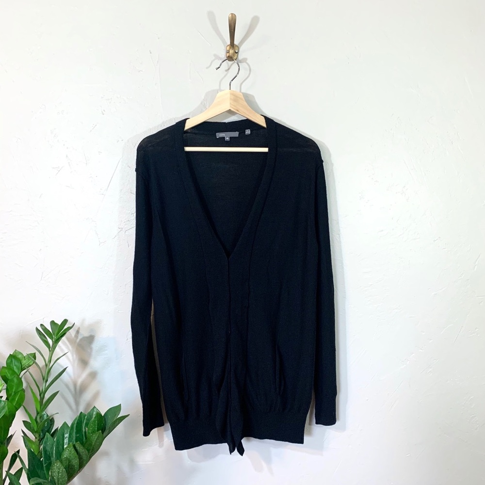 Vince Light weight Black Cardigan Wool V-neck